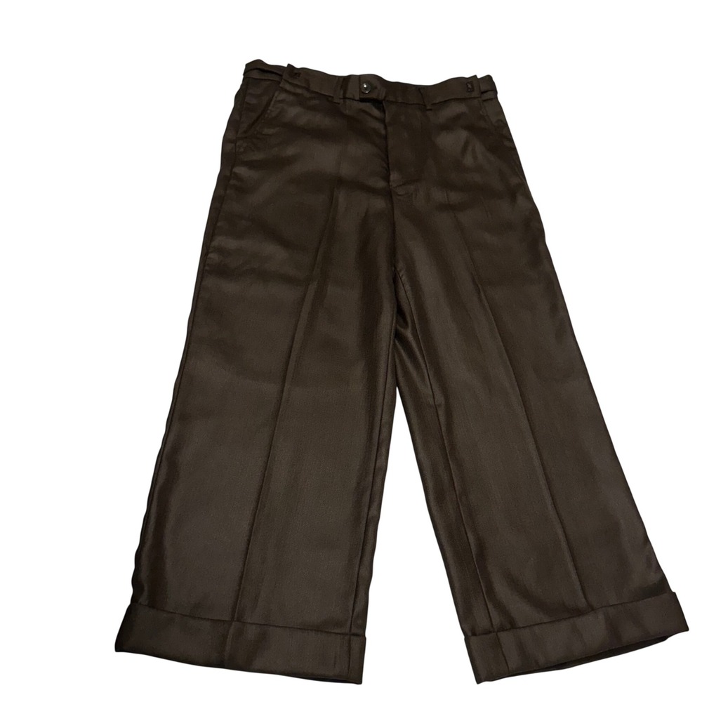 Tazio Italy Boys Brown Wool Dress Pants Cuffed Slacks Size 20 Slim Mens 27x22